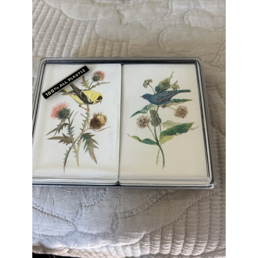 VTG Playing Cards W/ Birds  Stardust Double Pack Nu-Vue Plastic Coated
